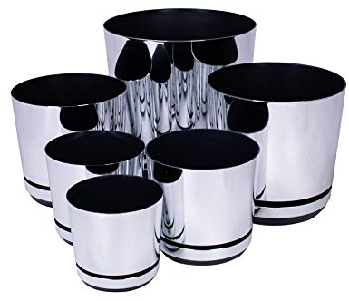 KORAD Pot de Fleur - Argent Miroir 26 cm - Pot en Plastique Solide, Pot de Fleur et de Plante décoratif pour l'intérieur