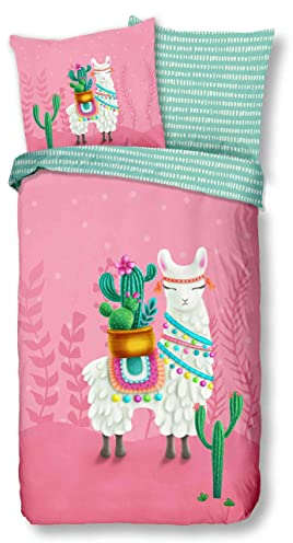 Good Morning! Kids Kinder Bettwäsche 135x200 Lalama Lama Kakteen 6935-G