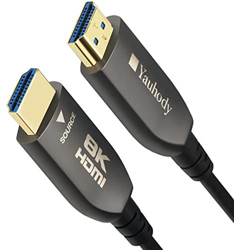 Yauhody Cable HDMI de Fibra óptica de 30m, 8K de Alta Velocidad 48 Gbps HDMI 2.1 Cable, real 8K@60Hz, 4K@120Hz, HDR Dinámico Cable HDMI de Grado Profesional Sobre fibra (100ft/30m)