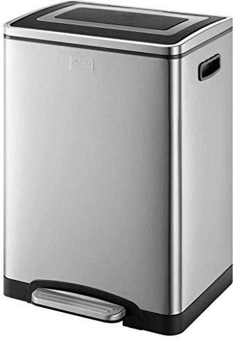 Black+Decker Pedal Bin Stainless Steel 2 x 20 Litres Silver