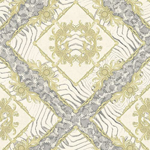BRICOFLOR Vliestapete | Leoparden-Tapete Tapete Leopard - Schlafzimmer-Tapete Tapeten Schlafzimmer Tapeten für Schlafzimmer - Beige / Crème, Grau | 10,05 x 0,70 m = Rolle 7.04 m²