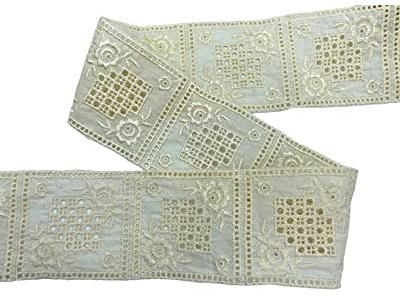 50 Cm Pizzo Sangallo Piastrella Quadrati Disegno Fiore Alto 6 Cm 7 Pezzi
