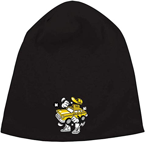 Cartoon Style New York NY Iconic Yellow Taxi Jersey Beanie Hut Dünne Slouch Cap Unisex One Size