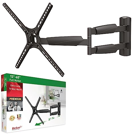Barkan Soporte Largo de Pared para TV, articulado de Movimiento Completo de 13 a 65 Pulgadas, Soporte de Pantalla Plano y Curvo, soporta hasta 80 Libras, Extremadamente Extensible, se Adapta a LED