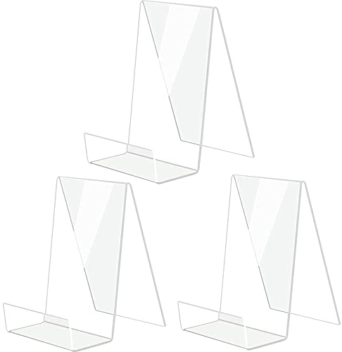 Aieraczy Buchhalter, 3 Stück Buchständer, Buchaufsteller Acryl Ständer, Prospektständer, Bücherständer, Buchstütze Plexiglas Aufsteller, Kochbuchhalter für Bilderständer, Bücher Zubehör, Flyers