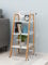 VR7 3/4 tier wooden ladder shelves rack bookcase flower plant display unit storage rack with white shelves for living room bedroom (wooden with white shelves, 3 tier)