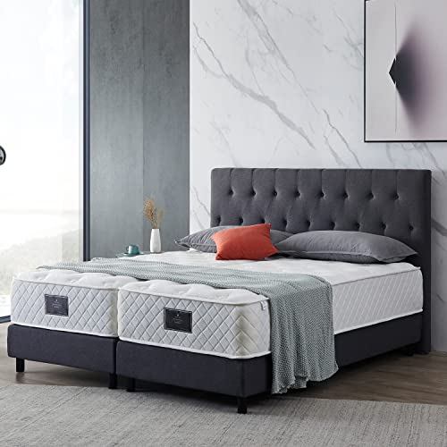 De RUCCI Boxspringbett Modell 211 mit Taschenfederkernmatratze, Bestes Preis-Leistungsverhältnis, DREI Farben und 4 Maße wählbar, einfache Montage (160 x 200 cm, Anthrazit)