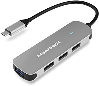 MEANHIGH USB C Hub, 4 Port USB 3.0 Hub for Laptop USB 2.0 Port Expander Multi Splitter for Computer Type C Dongle for MacBook Mac Air iPad PC Flash Drive Mobile HDD