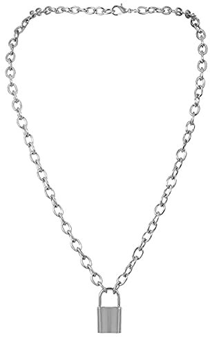 Punkkette mit Schloss Halskette für Damen Herren Vorhängeschloss Anhänger Halskette Statement Gothic Cool Collier Femme Hip Hop Schmuck