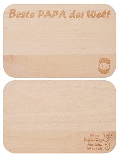 LOOPES Weihnachtsgeschenke für Papa, Vater Geschenk Geburtstag Papa Frühstücksbrettchen Bester Papa Geschenke Holz Frühstücksbrett mit Gravur Holzbrettchen Geschenkidee zum Weihnachten Geburtstag