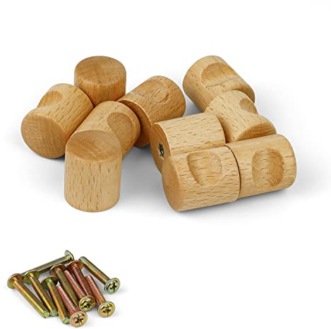 GEBAUM 10 Piezas Tiradores Cajones Madera, Juego Depomo Madera, Perillas Redondas, Modernos, Fáciles de Limpia, para Cocinas, Vestuarios