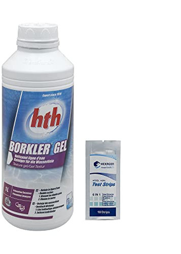 HTH BORKLER Gel - 1L | Nettoyant Ligne d'eau + 10 Tests HPS OFFERTS 6 en 1