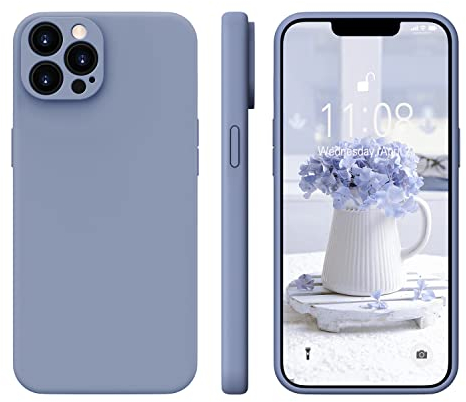 WXX iPhone 12 Pro Hülle Silikon Case, Hanyhülle iPhone 12 Pro Ultra Dünn mit Microfiber, Flüssig Silikon Gel Gummi Kratzfeste Schutzhülle Matt Hülle für iPhone 12 Pro 6.1'' 2020 Blau Grau