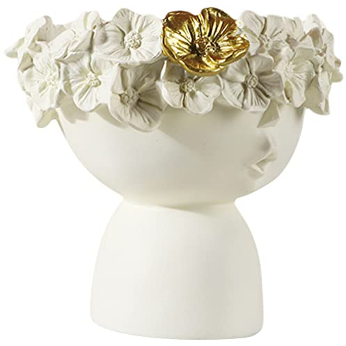 Happyyami Gesichtsvase Blumenstraußvase Im Wohnzimmer Pflanzer Vase Für Mädchentöpfe Sukkulenten-übertopf Kopf Pflanzentopf Bonsai-pflanztopf Bonsai-pflanzgefäße Niedlich Büste Harz Fräulein
