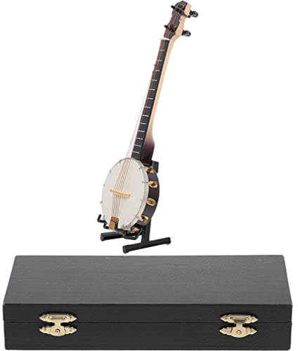 Supvox Haushaltsdekoration Spielzeuge Mini-Musikinstrumentenmodell 1 Set Banjo-Modell Mit Koffer Mini-Musikinstrument Banjo Dekoration Geburtstagsgeschenk Mini-Banjo Wohnkultur