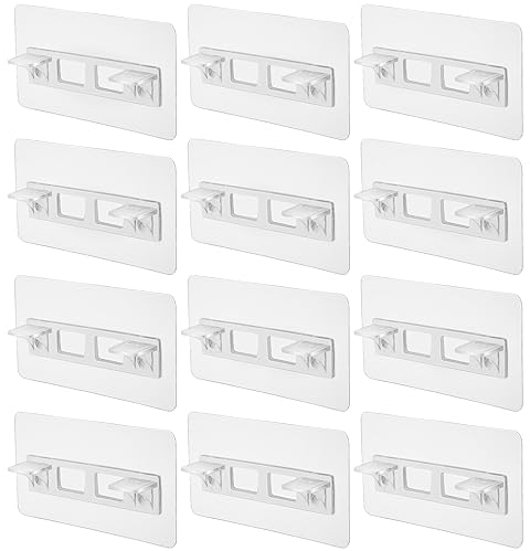 12 Pcs Adhesive Shelf Bracket Punch Free Shelf Support Pegs Shelf Clips for Cabinets Shelves Closet Clapboard Kitchen