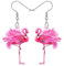 LONYOO Acryl Niedlich Rosa Flamingo Ohrringe Baumeln Drop Schmuck süße Flamingo Geschenke für Frauen Mädchen Vogel Charms (Rosa 554)