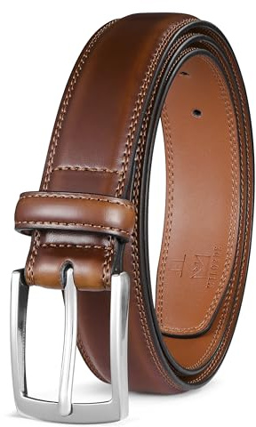 Milorde Men's Genuine Leather Dress Belt for Work Business and Casual | Handmade, 100% Cow Leather, Fashion & Classic Designs, Multi-Occasion, Gift-Boxed
