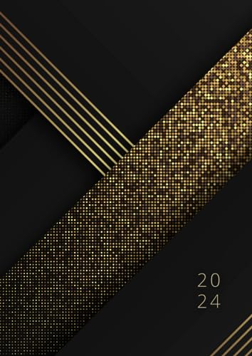2024: A4 Terminkalender XXL 1 Tag 1 Seite | Terminplaner | Tagesplaner viertelstündlich 6-20 Uhr | 365 Tage | 392 Seiten | Cover Schwarz Gold