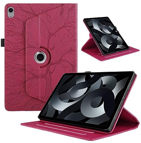 TEDTIKJT Cover per iPad 10th Gen 10.9 2022 Custodia/iPad 11th Gen 2025 11 Custodia Pelle PU 360°Multi Angolo Ruotabile Tablet Protettiva Cover con Auto Sveglia/Sonno, Rosso Albero