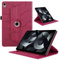 TEDTIKJT Tabletas Funda Compatible iPad 10th Gen 10.9 2022/ iPad 11th Gen 11 2025 Funda PU Cuero Protectora 360°Carcasa Giratoria de Soporte ángulo Múltiple con Auto-Sueño/Estela, Rojo Árboles