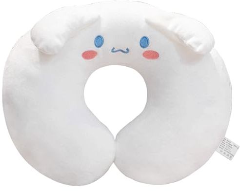 Roffatide Anime Cinnamoroll U-Shape Nackenkissen Bedrucktes Plüsch Kuromi Reisekissen zum Schlafen Weihnachts- und Geburtstagsgeschenk Weiß