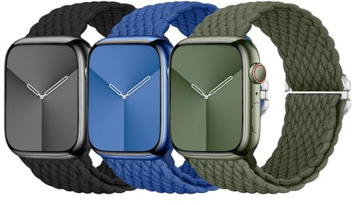 Nepfaivy Correa Trenzada Compatible con Apple Watch 45mm 44mm 49mm 42mm para Mujer y Hombre, Pulsera Deportiva elástica de Respuesto de Nailon para iWatch Series 9/8/SE/7/6/5/4/3/2/1(M, Tipo1)