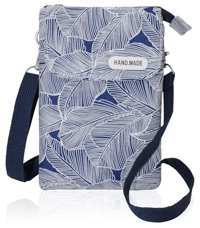 WisePoint Pochette Telephone Portable, Pochette Femme Bandouliere Portable en Coton, Sacoche Femme Bandoulière Pour Voyage, Marche, Course à Pied(bleu)