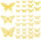 3D Schmetterlinge Gold metallic Deko, 36 Stück Schmetterlinge Dekoration Wandtattoo, für Mädchen Küche Fenster Möbel Hochzeit Party Wand-Tisch-Deko Geschenke Wohnzimmer Kinderzimmer Hochzeit(Gold)