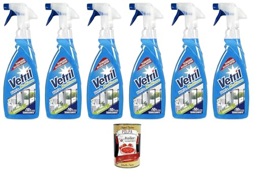 6x Vetril – Oberflächenreinigungsspray mit Ammoniak, entfettende Wirkung und Glanz ohne Spuren, 650 ml+ Italian Gourmet polpa 400g