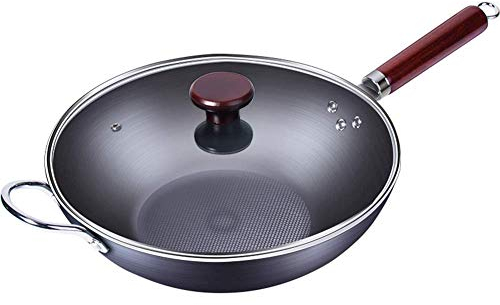 Sauteuses, Poêle À Frire, Wok Antiadhésif Avec Couvercle En Verre, Poignée Anti-Brûlure, Poêles À Omelette, Noires Adaptées À Toutes Les Sources De Chaleur. Bâton De Pierre Facile À Nettoyer / 32 Cm