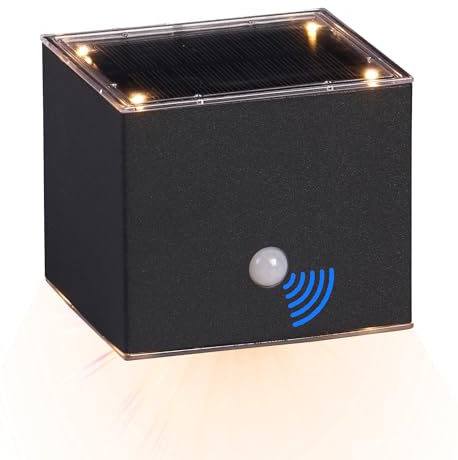 Northpoint LED Solar Wandleuchte mit Bewegungsmelder Up & Down-Technik warmweiß, Ideal für Eingangsbereiche und Terrassen Würfel