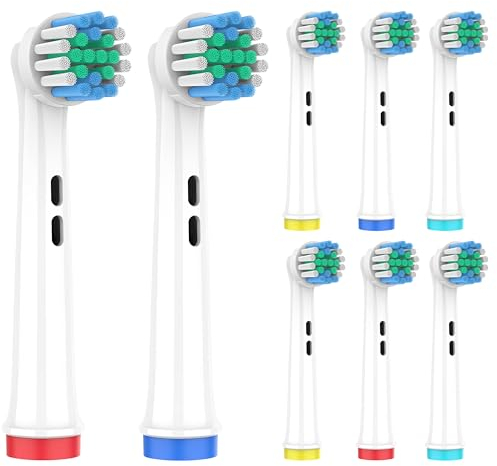8 Stück Aufsteckbürsten Oral B kompatibel - elektrische Ersatzbürsten für viele Modelle - präziser Zahnbürstenaufsatz mit abgerundeten Borsten - Zahnbürstenköpfe für sanfte Reinigung - Floss Action