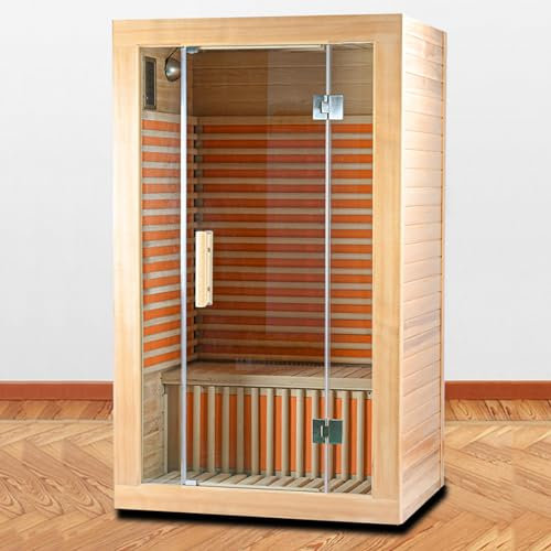 Sauna Da Casa, Sauna A Vapore SPA, Hemlock canadese, con pannello di controllo, porta in vetro temperato, barra di ossigeno agli ioni negativi, cielo stellato a LED