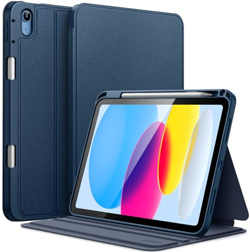 JETech Funda para iPad (A16) 11.ª/10.ª Generación (2025/2022) con Soporte para Pencil, Carcasa Slim Folio Soporte Protectora Tableta, Visualización Multiángulo (Marino)