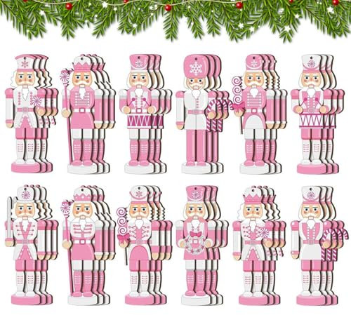 Vriusi Schiaccianoci di Natale in legno, Ornamento schiaccianoci rosa, Ornamento di Natale in legno, Decorazione natalizia Schiaccianoci festivo, Ornamento di legno di Natale,