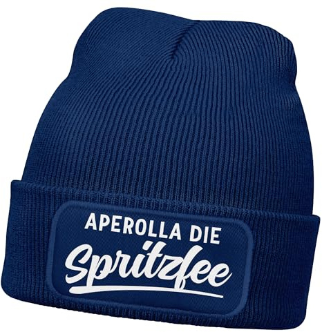 MoonWorks® Damen Beanie mit Patch They See me Aperollin Strickmütze mit Trink-Spruch Aufdruck Lustig Damenmütz