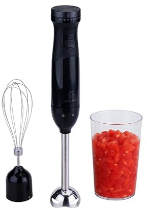 Stanley Rogers - Stabmixer, 700ml Mixbehälter mit Skala, 600W und 9 Geschwindigkeitsstufen, Pürier-Aufsatz mit Edelstahl-Doppelklingen & Schneebesen-Aufsatz