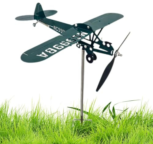 Fierudeng Flugzeug Windspiel | Wetterfahne Dachhalterung | Outdoor Windrad Skulptur Aus Metall Für Flugzeugliebhaber Terrasse Garten Deko