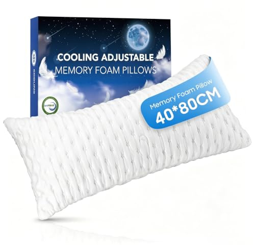 Kissen aus zerkleinertem Memory-Schaum (1er-Pack), höhenverstellbares Bettkissen, kühlendes Kissen für Seitenschläfer, mittelhartes Kissen für Seiten-, Rücken- und Bauchschläfer, mit abnehmbarem, wasc