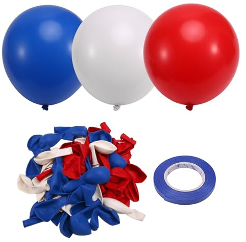Bosiyrggrl Red White and Blue Balloons, 67pcs 12 Inch Red White and Royal Blue Balloons 4th of July Patriotic Balloons
