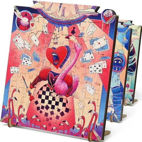 iDventure Cluepuzzle Wonderbox of Alice, Wonderland Erweiterung, Holzpuzzle | 3 Zusatzmotive fürs Grundspiel, auch als dekorative Puzzlebilder nutzbar, Jigsaw Puzzle, Geschenkidee für Puzzlefans