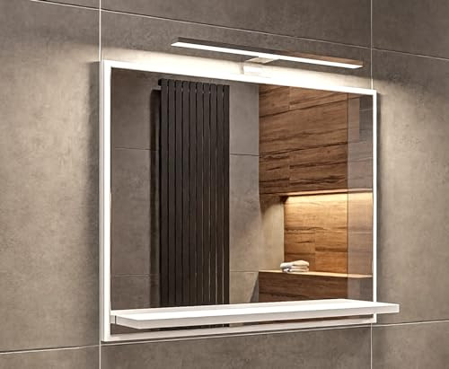 HAJDUK FURNITURE Badspiegel mit Beleuchtung und Ablage Weiß 60x50 cm Spiegel Badezimmer-Wand-Rasierspiegel mit Stauraum Badezimmerspiegel mit LED Lampe Wandspiegel Hängespiegel Badmöbel