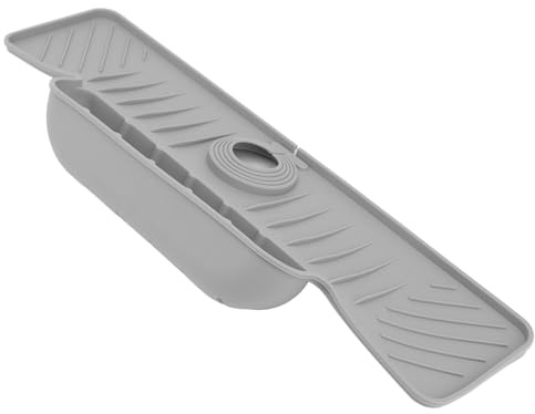 ZJchao Tapis d'évier avec Panier de Rangement, Protection de Vidange en Silicone à Séchage Rapide pour Cuisine et Salle de Bain, Plateau Imperméable Antidérapant avec Support de Séchage, (GREY)