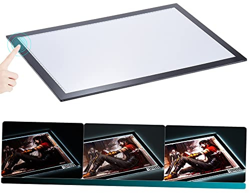 Aumotop A2-LED-Lichtpad Zum Zeichnen mit Smart-Memory-Funktion, Stufenlose Helligkeitsregelung, Sehr Robustes Tracing-Board Zum Skizzieren von Tattoo-Animationen, Augenschützendes Copyboard für