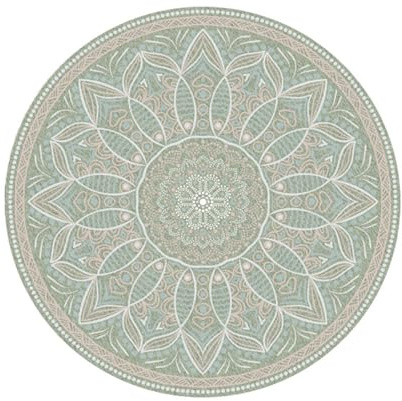 Jinnrug Vintage-grüner runder Teppich für Wohnzimmer, 120cm, Heimdekoration, Büro, Sofa, Esszimmer, kurzer Flor, rutschfest, große runde Teppiche, 140cm, 160cm, maschinenwaschbar(160cm/5.2ft)