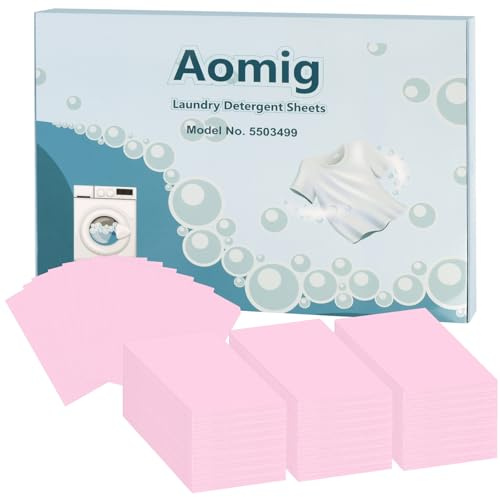 Aomig Laundry Detergent Sheets, 180 Sheets Ultra Concentrated Laundry Detergent Sheet, Deep Stain Removal Laundry Detergent Strips, Eco-Friendly Strip Laundry Soap Sheet for Home Travel-Peach Scent | Laundry Detergent, Strips, Ecological, Softening, Peach Scent