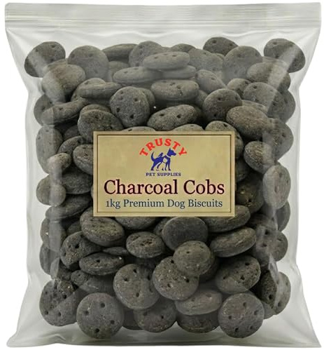 Charcoal Dog Biscuits Cobs 1kg | Helps Support Digestion, Reduce Wind & Plaque | Dog Treats & Dog Biscuits | Dog Charcoal Biscuits Training Treats | Small Dog Treats | Trusty Pet Supplies