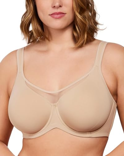 HSIA Bras for Women Minimiser UK T Shirt Coolcomfort Underwired Non Padded | Full Coverage, Plus Size Bra for Large Busts, Back Smoothing, Adjustable Wide Cushioned Straps, Breathable