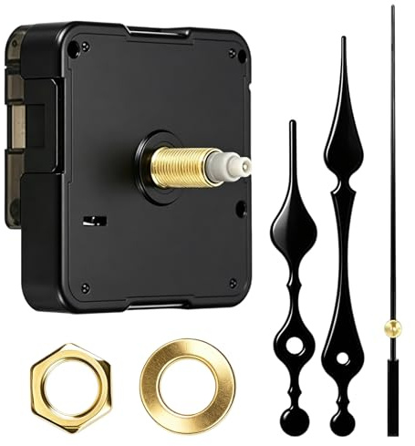 Fofuo Clock Mechanisms Battery Powered 1 Set Silent Quartz Clock Mechanism | Movement Replacement Kit Long and Short Shaft Precise DIY Quartz Wall Clocks Mechanisms Motor Repair Replacement Parts, Black
